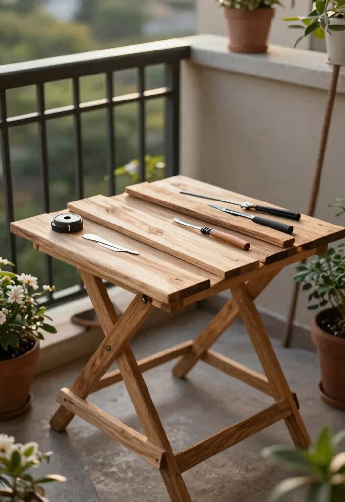 15 Compact Balcony Table Ideas That Fold Away When Not in Use - 15. DIY Folding Table Project 1