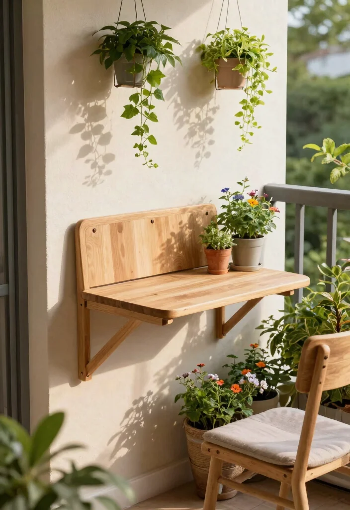 15 Compact Balcony Table Ideas That Fold Away When Not in Use - 4. Multi-Functional Wall-Mounted Table 1