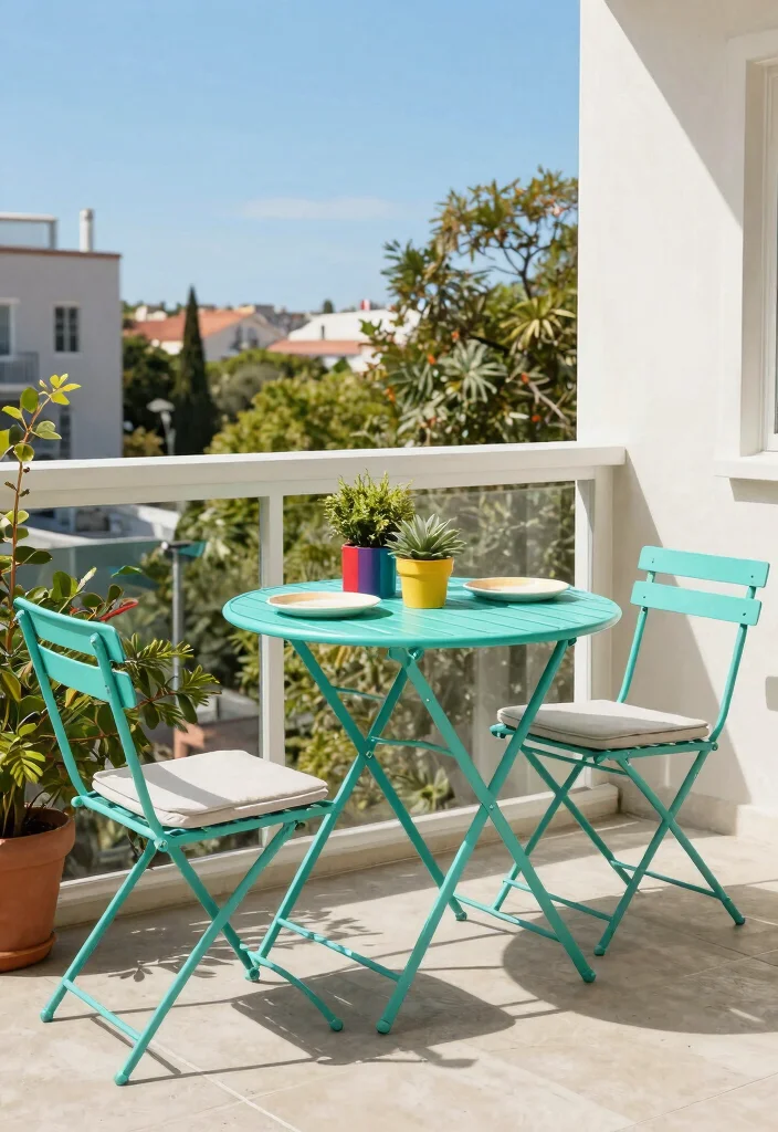 15 Compact Balcony Table Ideas That Fold Away When Not in Use - 5. Sleek Metal Folding Table 1