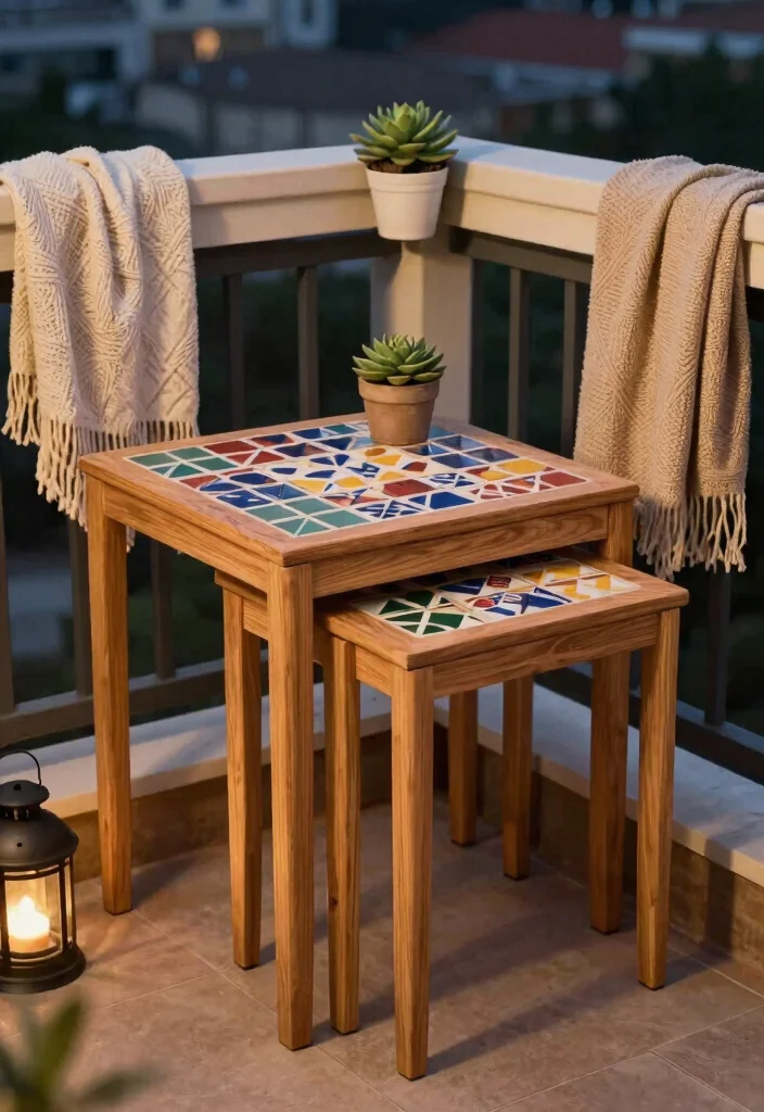 15 Compact Balcony Table Ideas That Fold Away When Not in Use - 6. Space-Saving Nesting Tables 1
