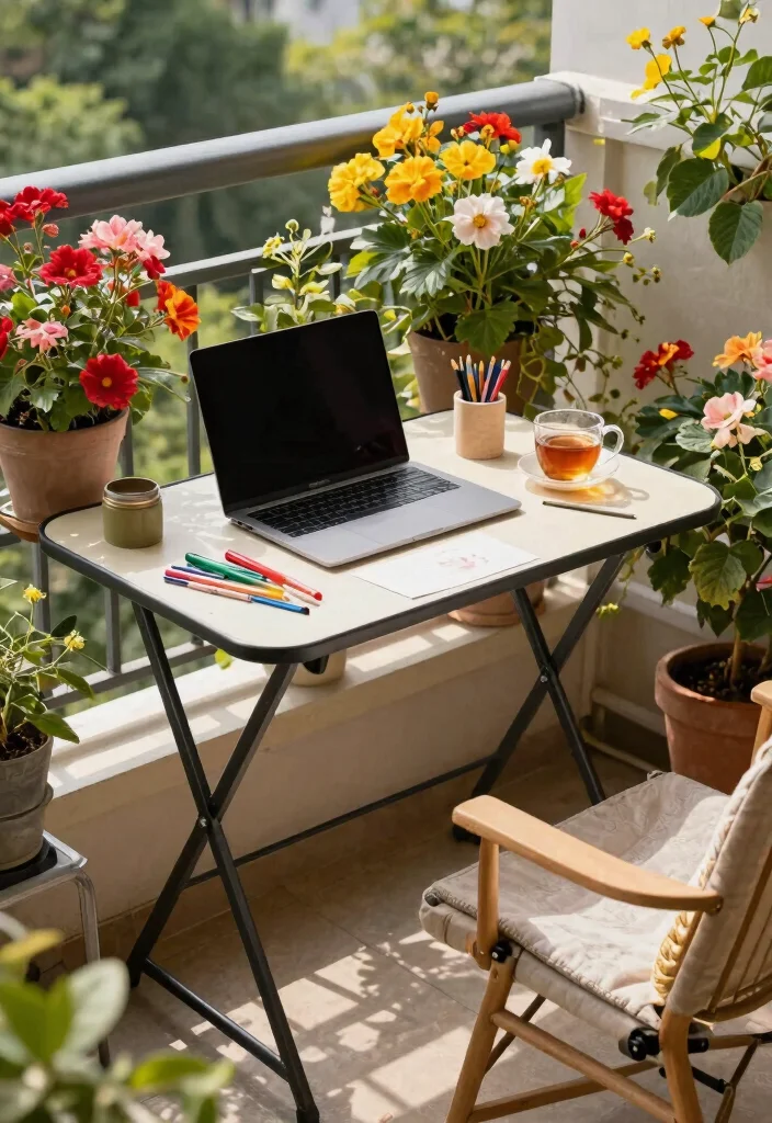 15 Compact Balcony Table Ideas That Fold Away When Not in Use - 8. Space-Friendly Folding Desk Table 1