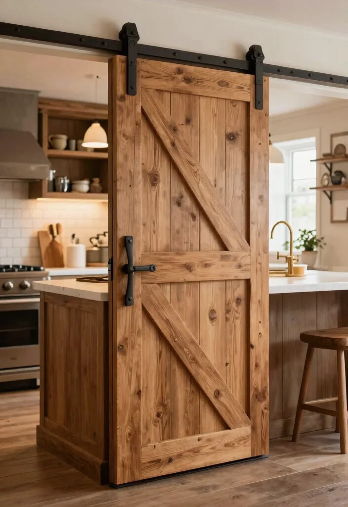 15 Farmhouse Kitchen Island Ideas on a Budget That Look Custom-Built - 8. Barn Door Island 1