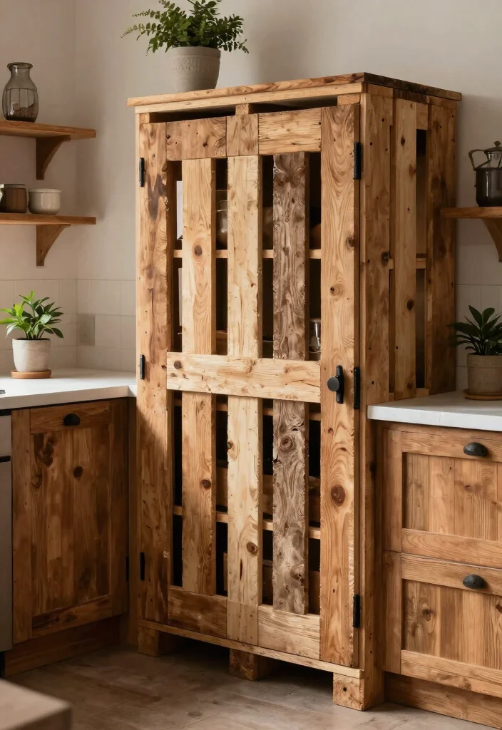 15 Farmhouse Pantry Door Ideas That Hide Clutter and Maximize Space - 10. Reclaimed Pallet Door 1