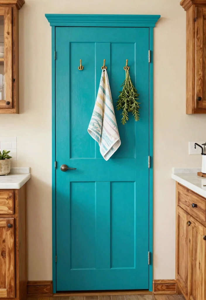15 Farmhouse Pantry Door Ideas That Hide Clutter and Maximize Space - 4. Painted Accent Door 1