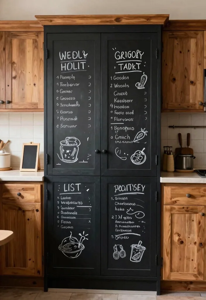 15 Farmhouse Pantry Door Ideas That Hide Clutter and Maximize Space - 7. Chalkboard Pantry Door 1