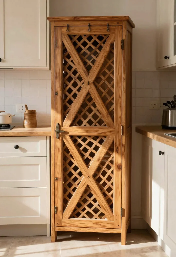 15 Farmhouse Pantry Door Ideas That Hide Clutter and Maximize Space - 8. Lattice Door Design 1