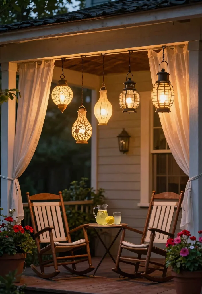15 Front Porch Light Ideas That Work Without Rewiring - 1. Hanging Solar Lanterns 1