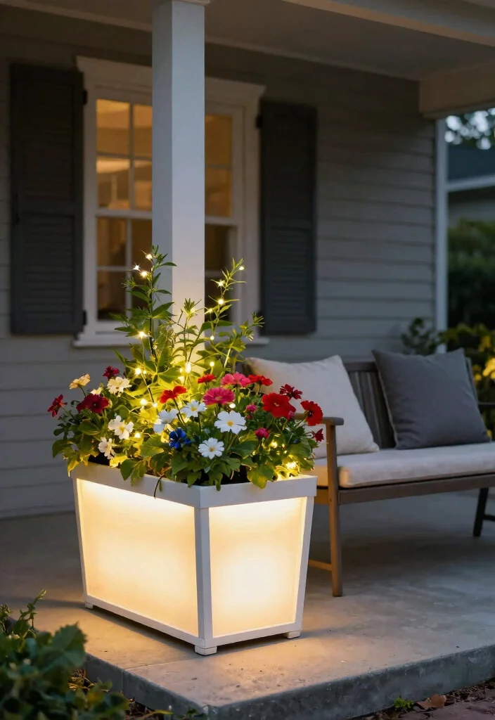 15 Front Porch Light Ideas That Work Without Rewiring - 10. Solar Lighted Planters 1