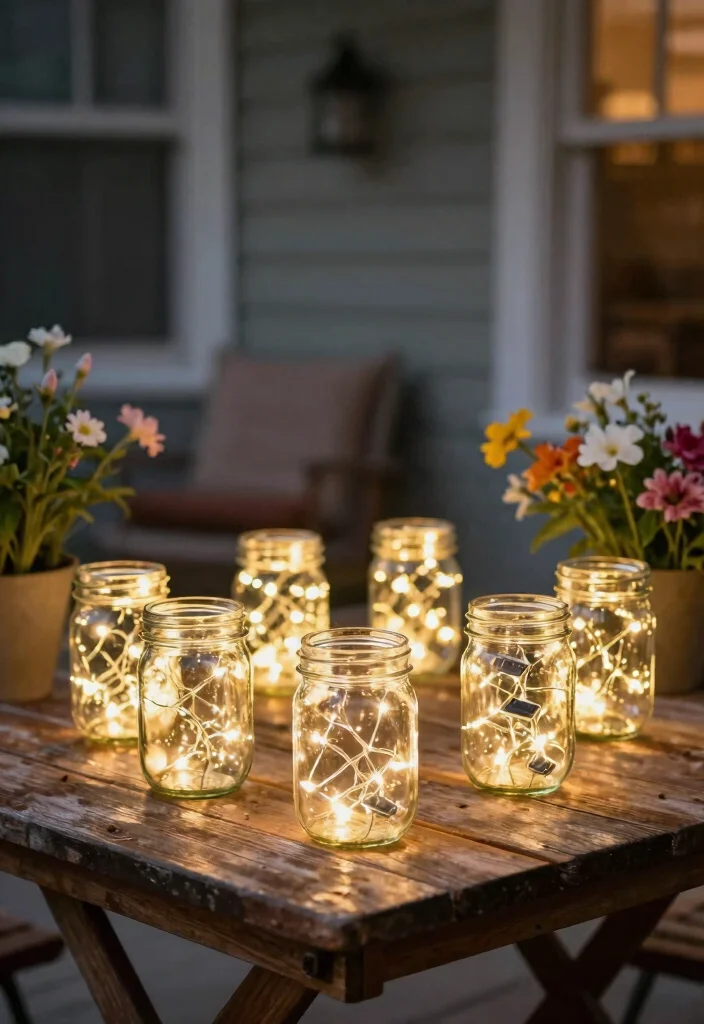 15 Front Porch Light Ideas That Work Without Rewiring - 9. Solar Fairy Lights in Jars 1