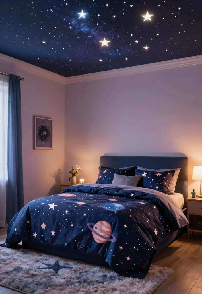 15 Glow in the Dark Stars on Ceiling That Actually Glow - 10. Celestial Bedding and Decor 1