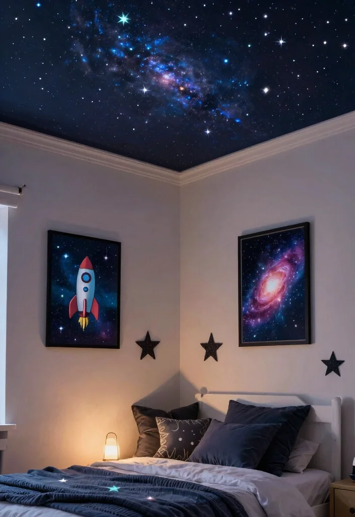 15 Glow in the Dark Stars on Ceiling That Actually Glow - 11. Space-Themed Wall Art 1