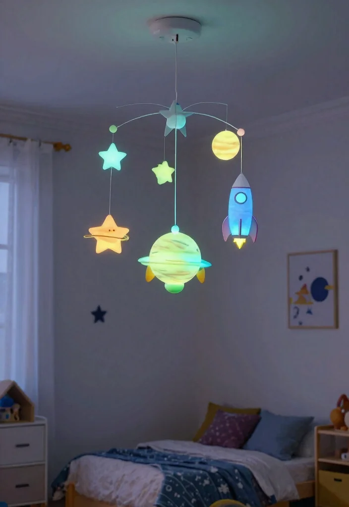 15 Glow in the Dark Stars on Ceiling That Actually Glow - 13. Glow-in-the-Dark Space Mobile 1