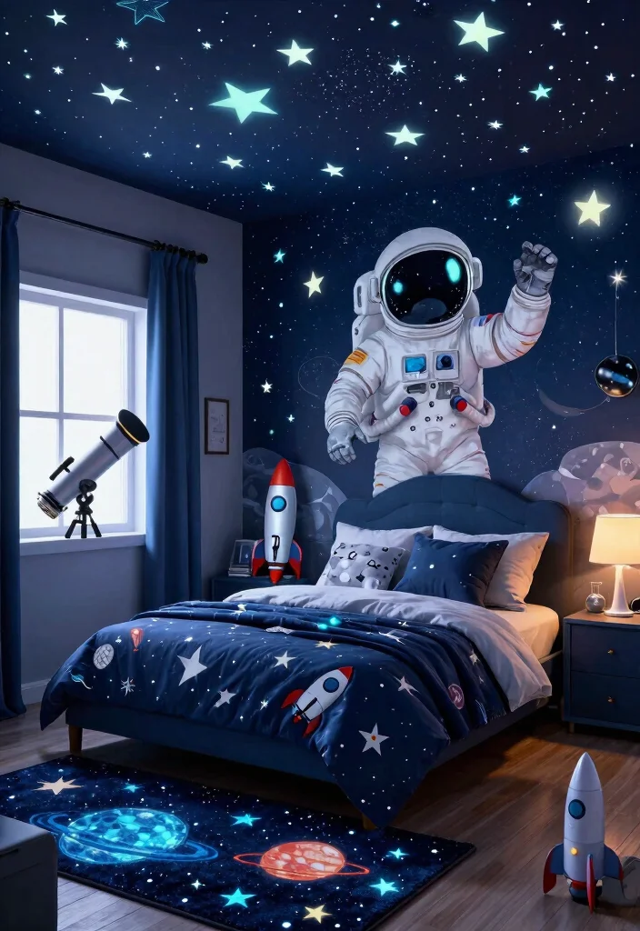15 Glow in the Dark Stars on Ceiling That Actually Glow - 7. Astronaut Theme with Glow Stars 1