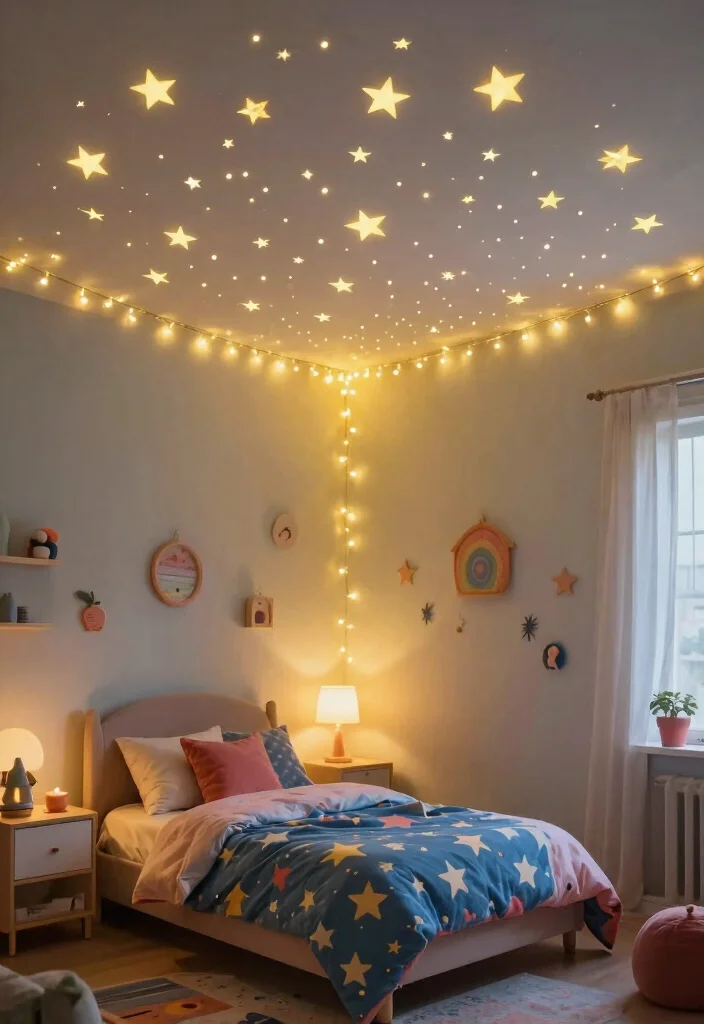 15 Glow in the Dark Stars on Ceiling That Actually Glow - 9. Fairy Lights and Stars Combo 1