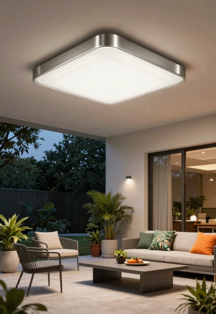 15 Outdoor Ceiling Light Ideas That Resist Bugs and Moisture - 2. Modern Flush-Mount Fixtures 1