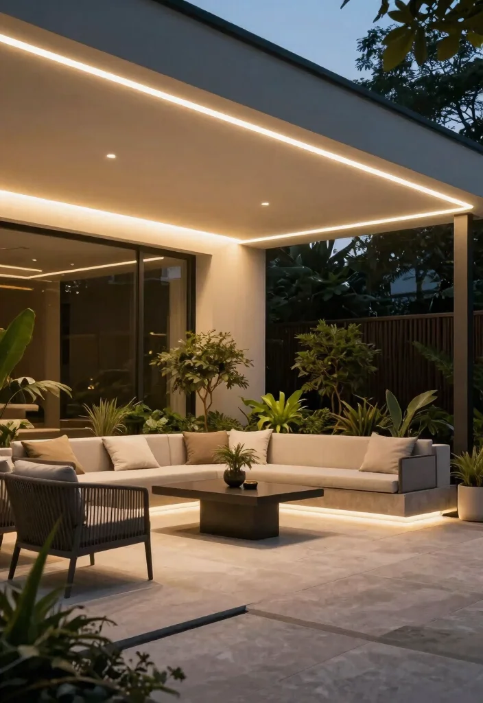 15 Outdoor Ceiling Light Ideas That Resist Bugs and Moisture - 4. Sleek LED Strip Lighting 1