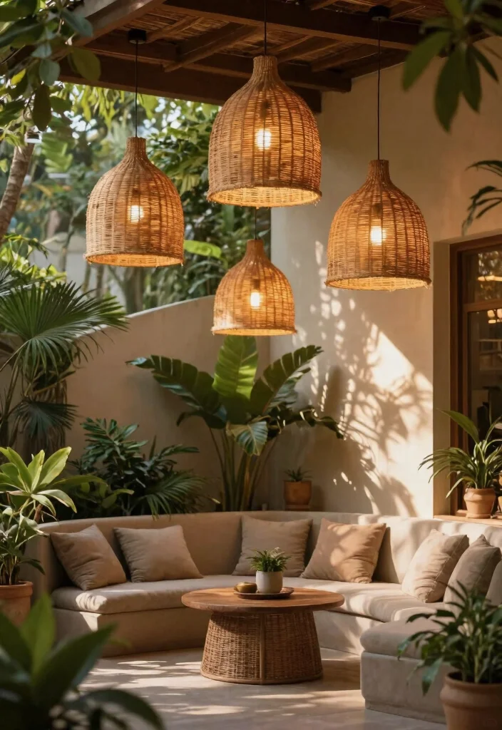 15 Outdoor Ceiling Light Ideas That Resist Bugs and Moisture - 9. Natural Fiber Pendant Lights 1