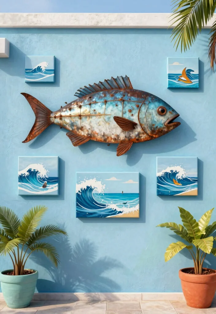 15 Outdoor Wall Decoration Ideas That Don't Fade or Rust in Sun - 1. Coastal-Inspired Wall Art 1