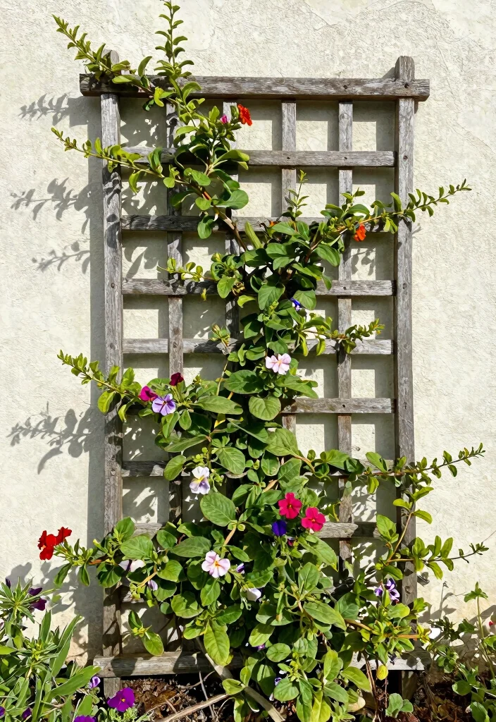 15 Outdoor Wall Decoration Ideas That Don't Fade or Rust in Sun - 10. Climbing Plants with Trellises 1