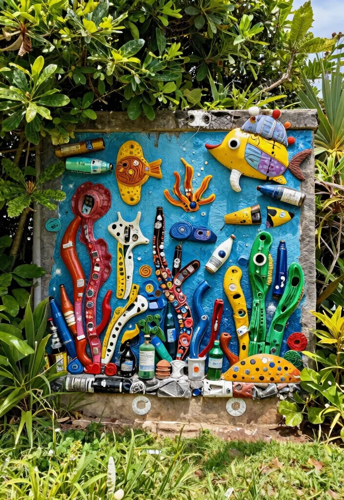 15 Outdoor Wall Decoration Ideas That Don't Fade or Rust in Sun - 12. Recycled Art Installations 1