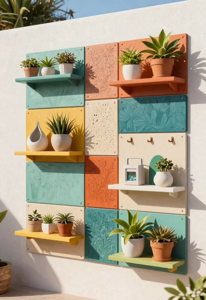 15 Outdoor Wall Decoration Ideas That Don't Fade or Rust in Sun - 15. Modular Wall Decor Systems 1