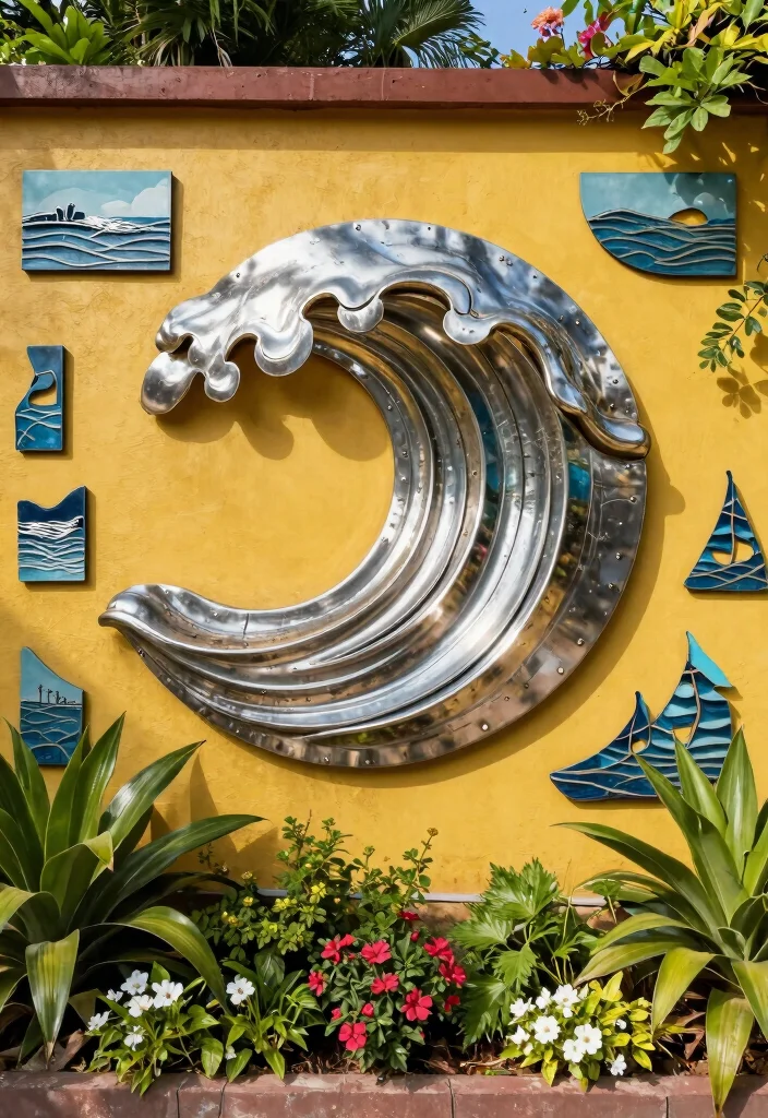 15 Outdoor Wall Decoration Ideas That Don't Fade or Rust in Sun - 3. Weather-Resistant Metal Art 1