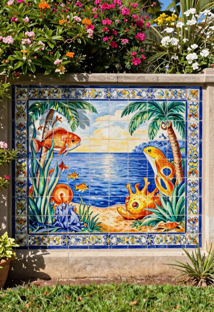 15 Outdoor Wall Decoration Ideas That Don't Fade or Rust in Sun - 4. Charming Ceramic Tiles 1