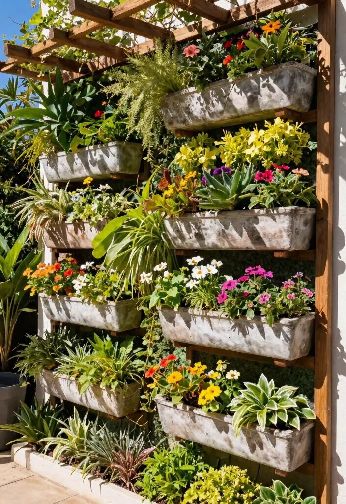 15 Outdoor Wall Decoration Ideas That Don't Fade or Rust in Sun - 5. Vertical Garden Wall 1