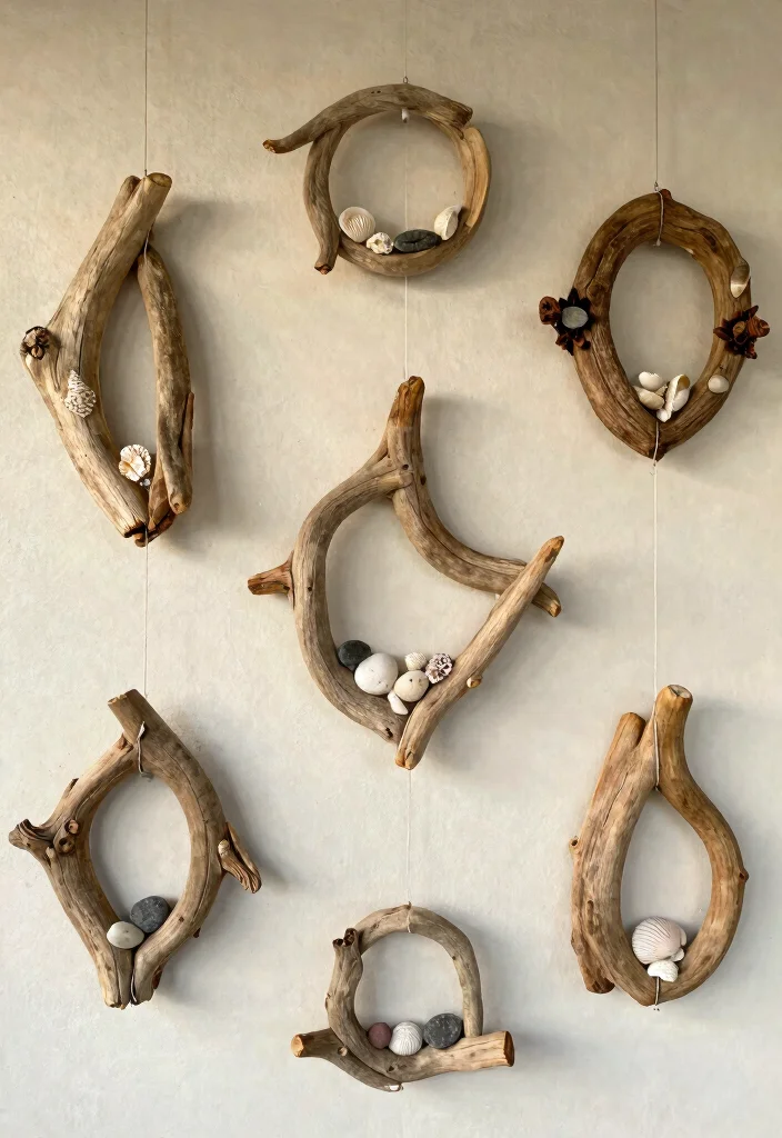 15 Outdoor Wall Decoration Ideas That Don't Fade or Rust in Sun - 6. Decorative Driftwood Arrangements 1