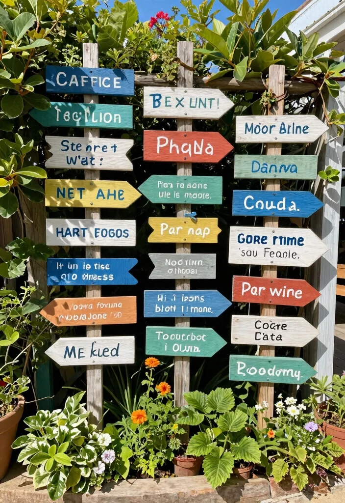 15 Outdoor Wall Decoration Ideas That Don't Fade or Rust in Sun - 9. Whimsical Garden Signs 1