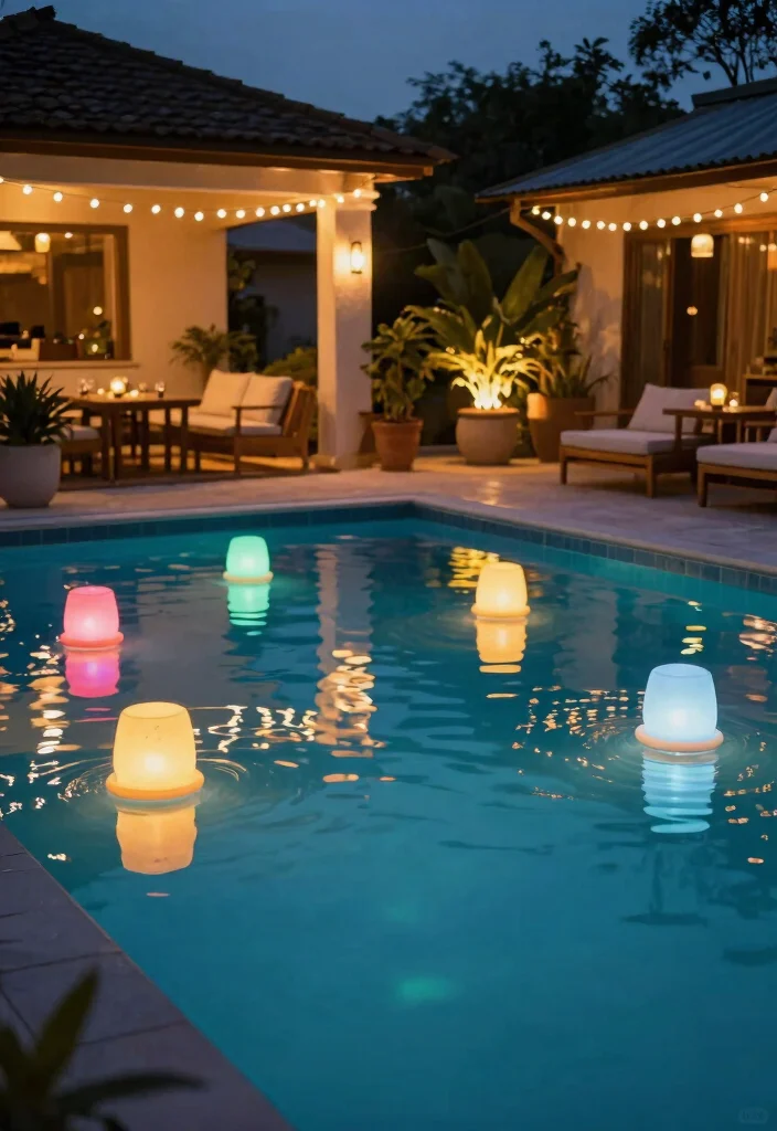 15 Pool Patio Design Ideas That Handle Splashes and Sun Exposure - 13. Elegant Pool Lighting 1