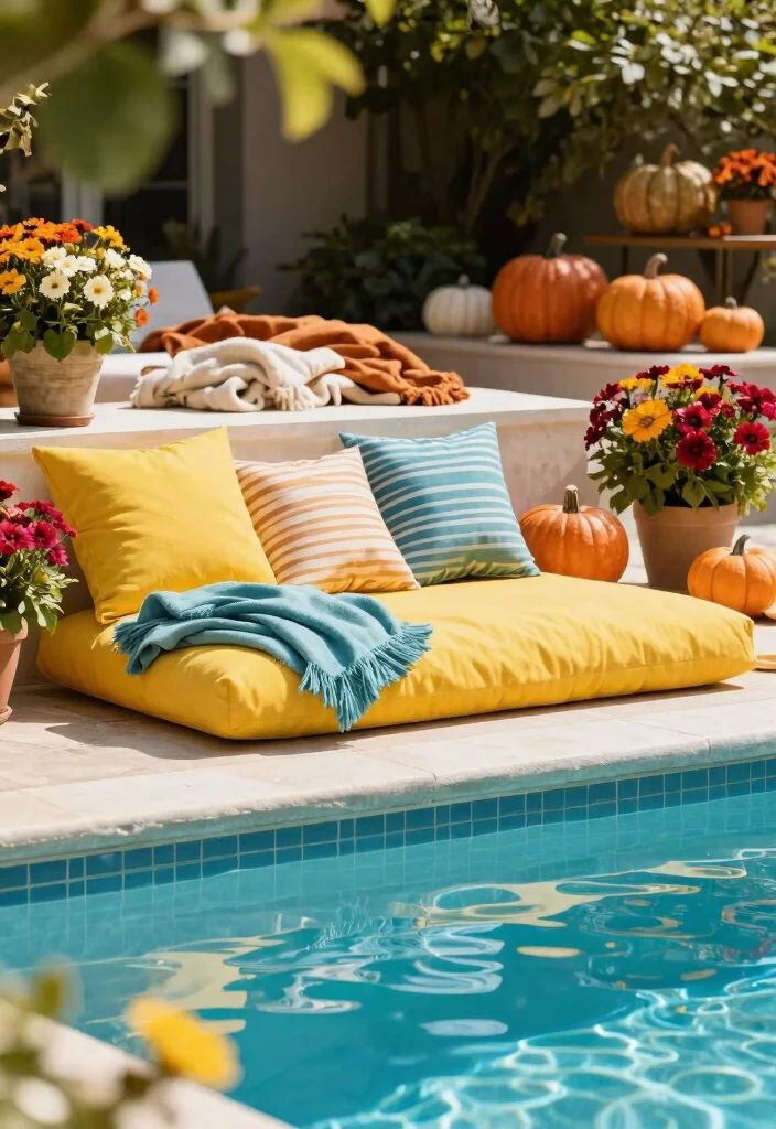 15 Pool Patio Design Ideas That Handle Splashes and Sun Exposure - 15. Seasonal Decor Swaps 1
