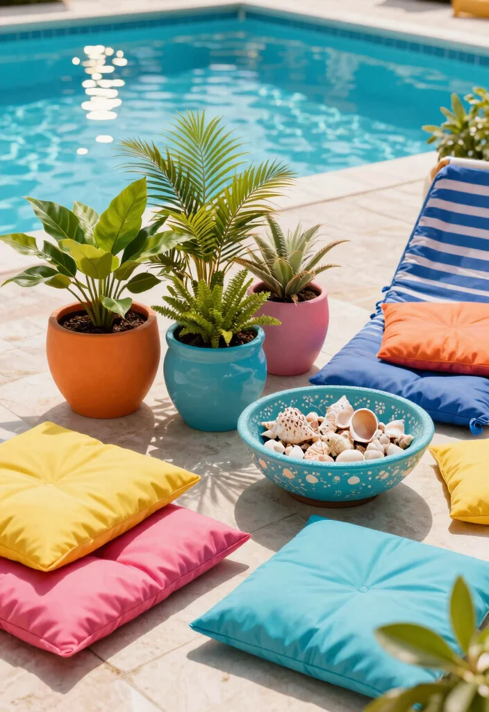 15 Pool Patio Design Ideas That Handle Splashes and Sun Exposure - 6. Stylish Splash-Proof Accessories 1