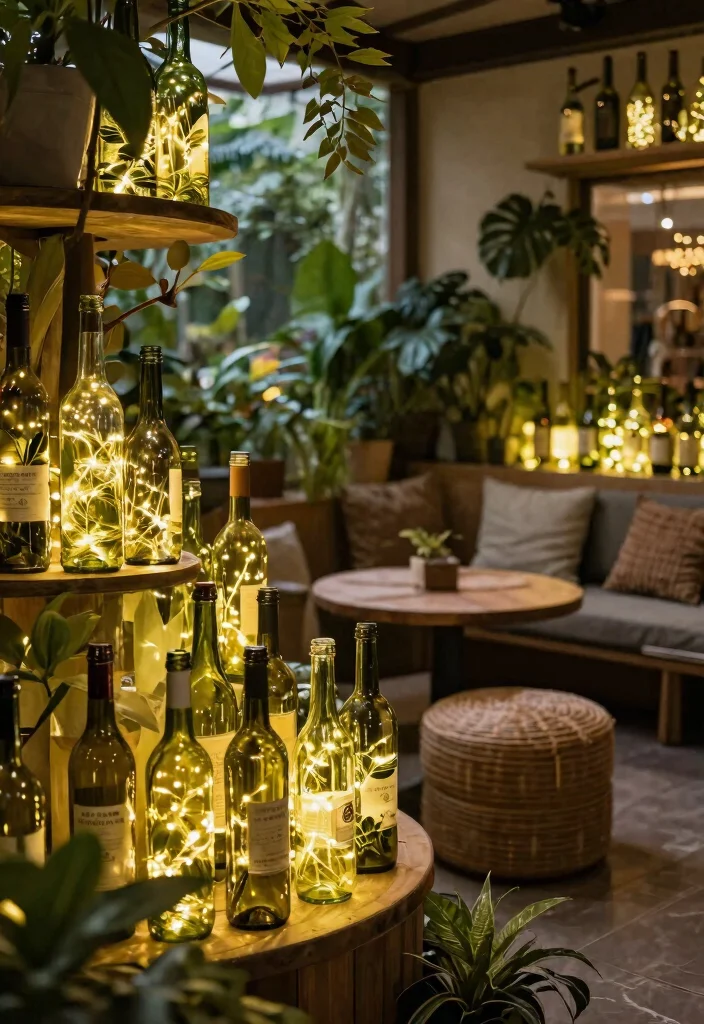 15 Star Ceiling Light Ideas That Install Without Rewiring - 7. Repurposed Wine Bottles with LED Lights 1