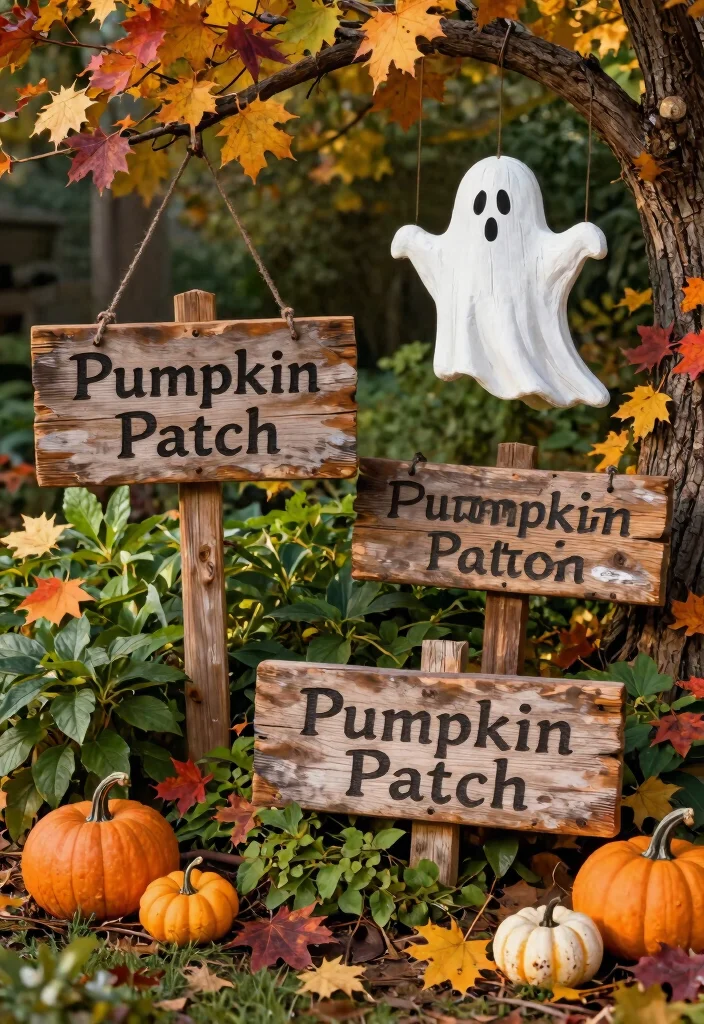 15 Weather-Resistant Halloween Outdoor Decoration Ideas - 1. Wooden Halloween Signs 1