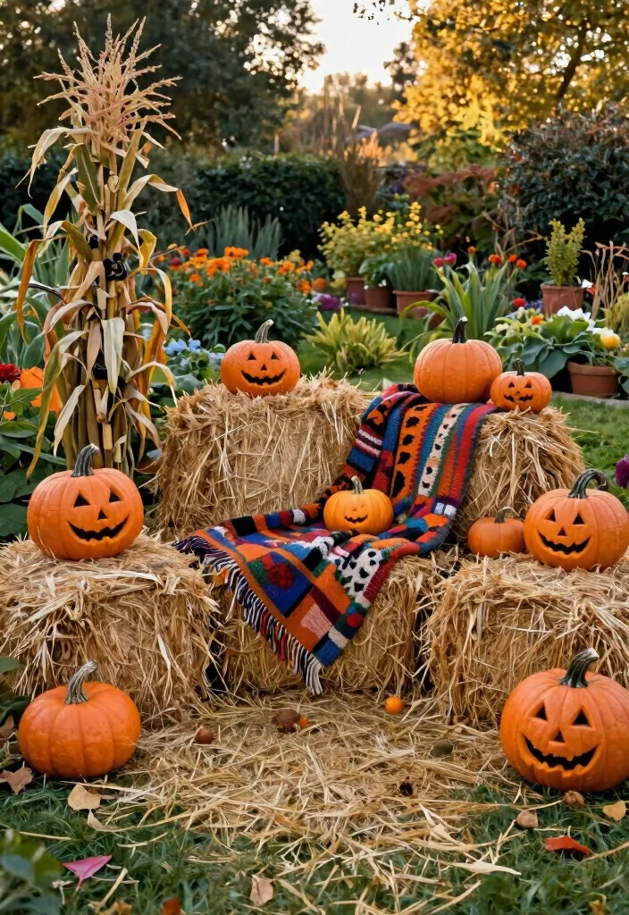 15 Weather-Resistant Halloween Outdoor Decoration Ideas - 10. Whimsical Hay Bales 1