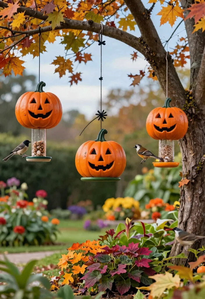 15 Weather-Resistant Halloween Outdoor Decoration Ideas - 12. Halloween-Themed Bird Feeders 1