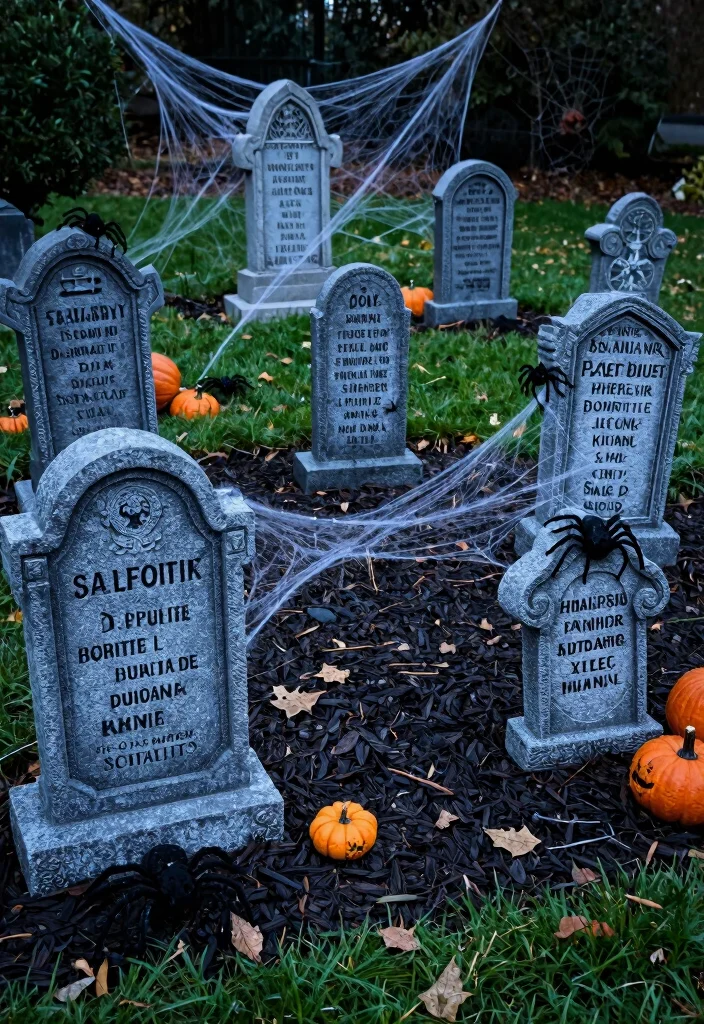 15 Weather-Resistant Halloween Outdoor Decoration Ideas - 2. Faux Tombstones 1