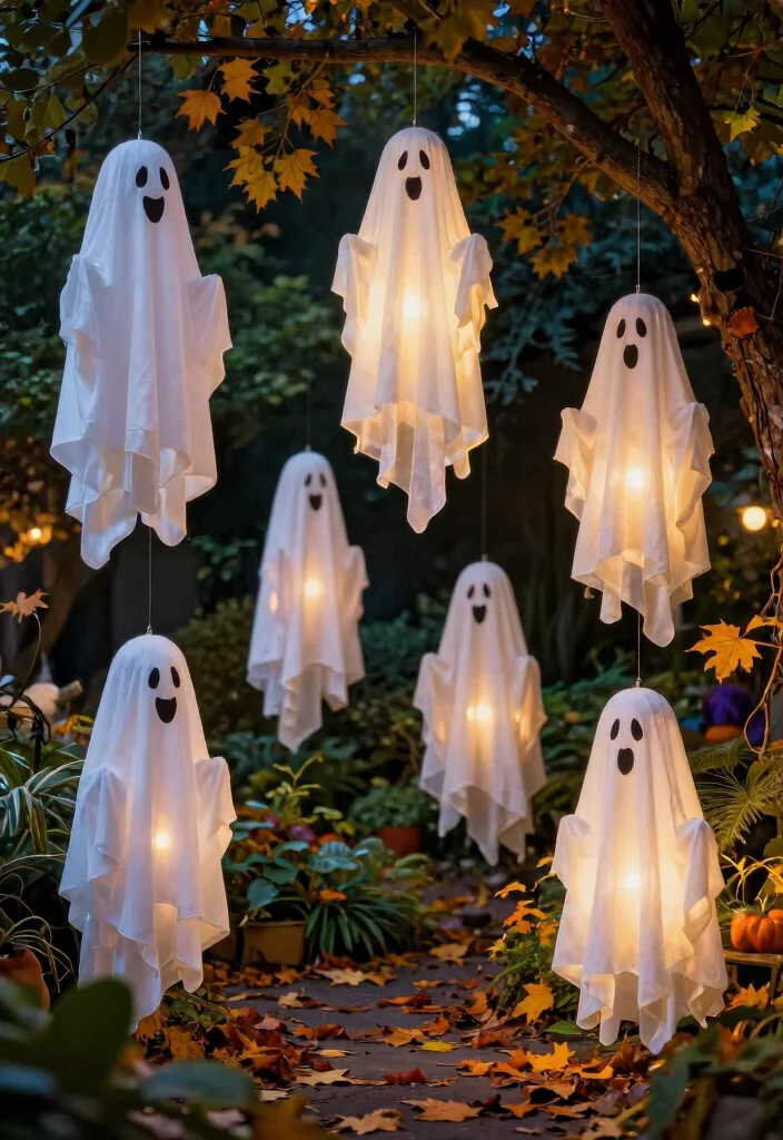 15 Weather-Resistant Halloween Outdoor Decoration Ideas - 5. Weather-Resistant Ghosts 1