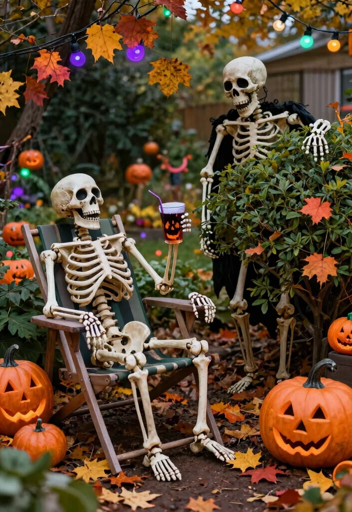 15 Weather-Resistant Halloween Outdoor Decoration Ideas - 9. Skeleton Decor 1