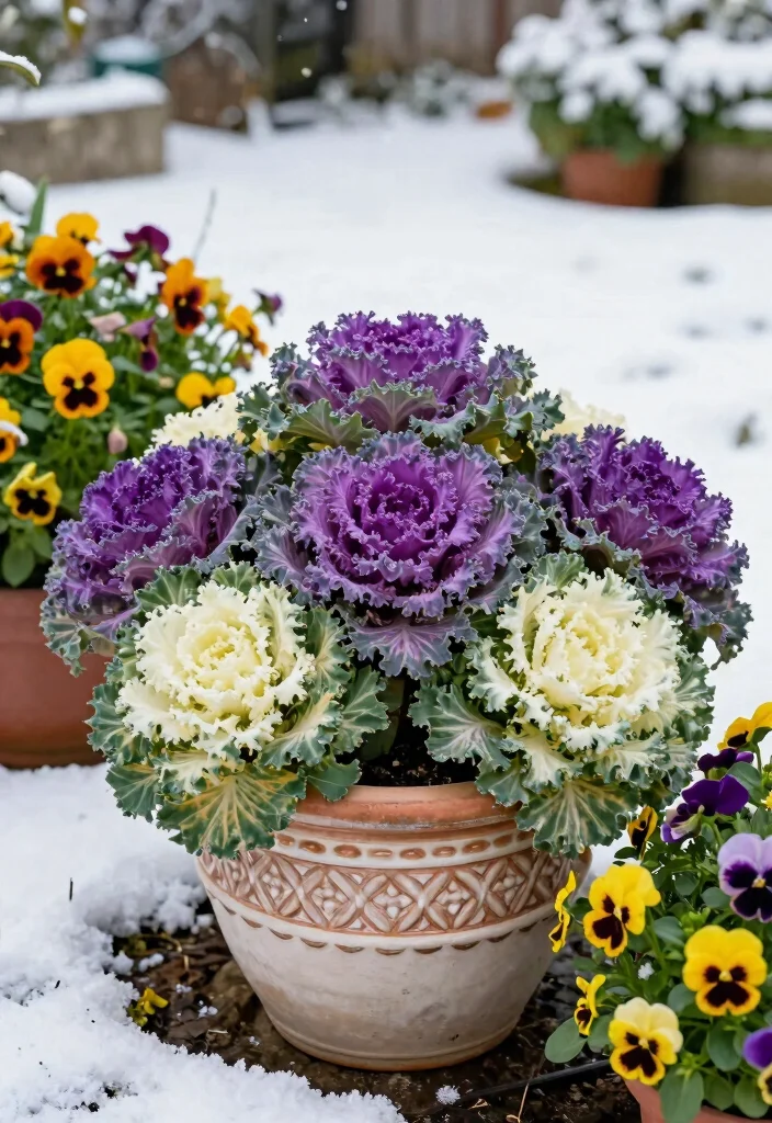 15 Winter Planter Ideas That Survive Freezing Temps and Look Full - 4. Ornamental Kale Beauty 1