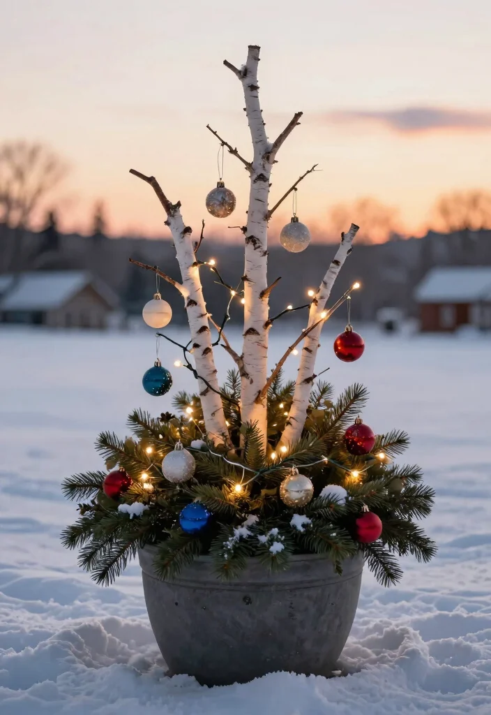 15 Winter Planter Ideas That Survive Freezing Temps and Look Full - 7. Whimsical Decorative Branches 1