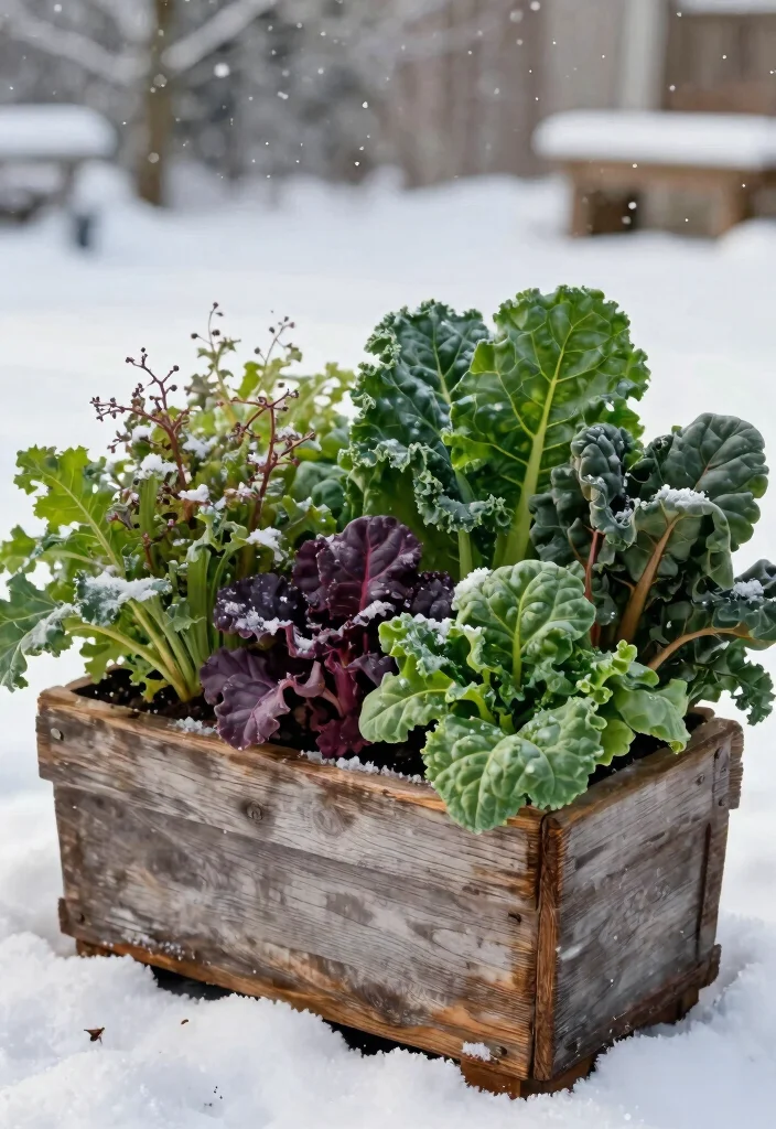 15 Winter Planter Ideas That Survive Freezing Temps and Look Full - 8. Charming Winter Veggies 1