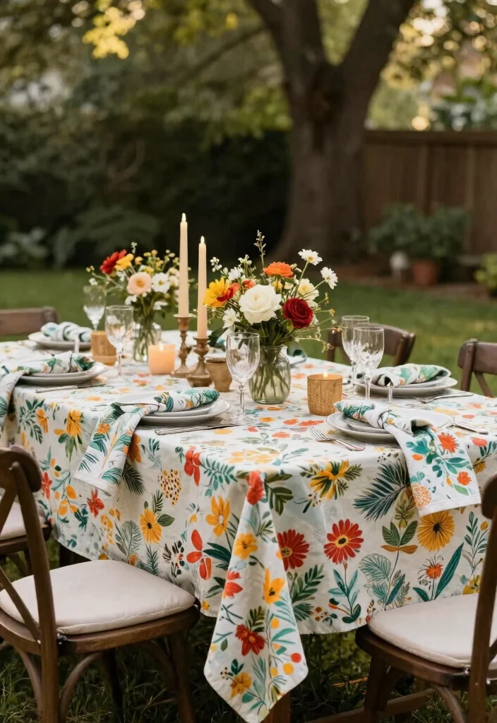18 Backyard Party Decor Ideas on a Budget That Set the Mood Fast - 14. Seasonal Table Linens 1