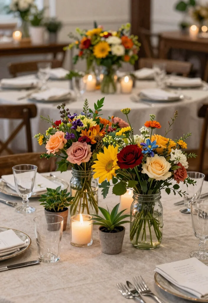 18 Backyard Party Decor Ideas on a Budget That Set the Mood Fast - 8. DIY Table Centerpieces 1