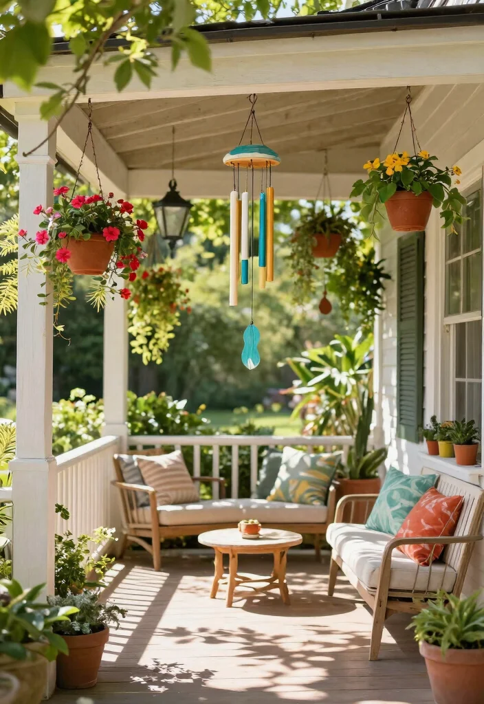 18 Summer Porch Decor Ideas That Stay Put in Wind and Rain - 13. Charming Hanging Decor 1