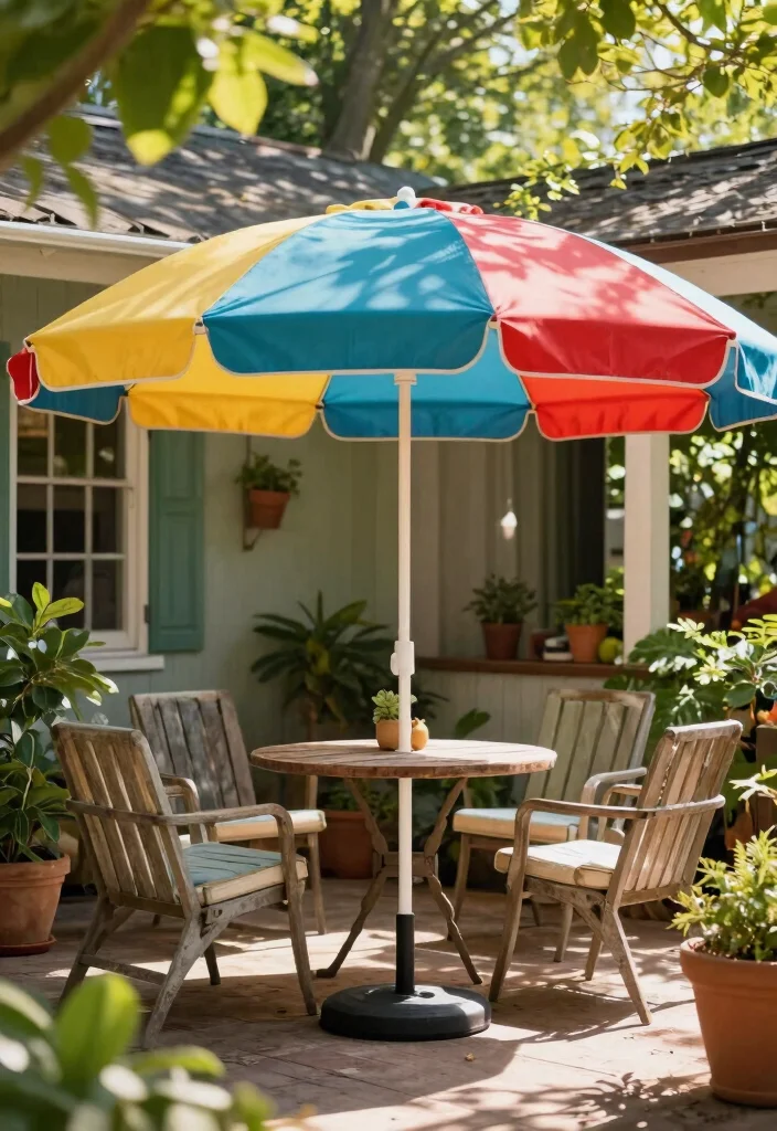 18 Summer Porch Decor Ideas That Stay Put in Wind and Rain - 14. Colorful Outdoor Umbrellas 1