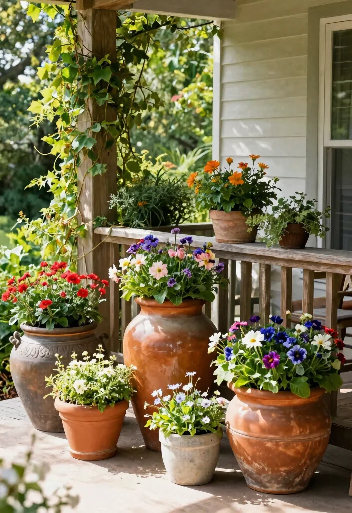 18 Summer Porch Decor Ideas That Stay Put in Wind and Rain - 3. Heavy-Duty Planters 1