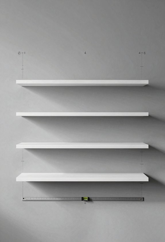 5 Tips for Spacing Floating Shelves Correctly 2 measure wall map shelf spacing