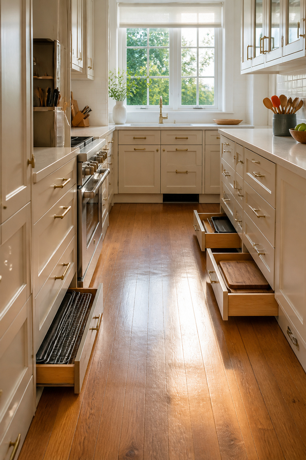 10 Small Kitchen Cabinet Ideas That Maximize Every Inch (2026) 11 Toe-kick drawers beneath cabinets for storing baking sheets and boards.